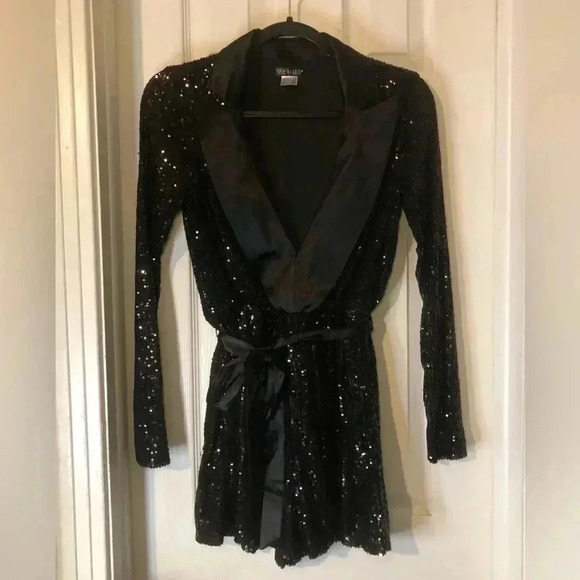 Sequin Tuxedo Romper Medium NWOT - Picture 4 of 14